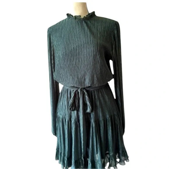 She‎ + Sky Elegant Green Pleated Dress Emerald size small - Picture 2 of 5